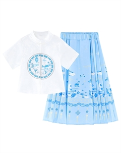 Детский комплект с юбкой для детей 3-7 лет white+blue Disney