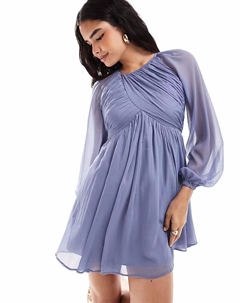 Воздушное мини-платье с рукавами реглан и открытой спиной в темно-синем цвете Asos design