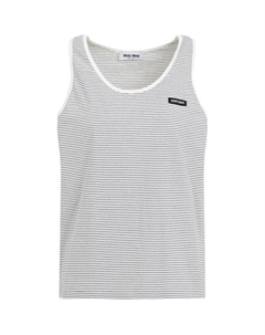 Полосатый топ без рукавов, белый Miu miu