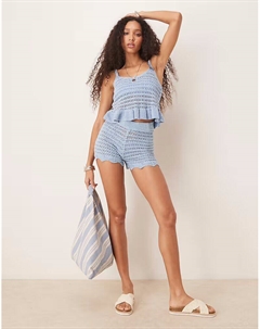 Вязаные шорты синего цвета Asos design