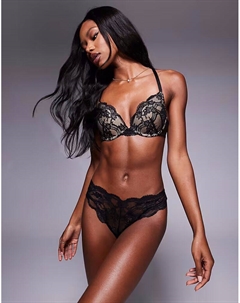 Кружевной бюстгальтер пуш-ап Lola черного цвета Asos design