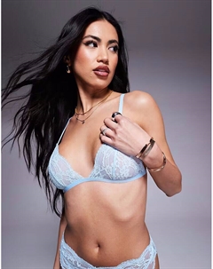 Классический бюстгальтер-треугольник Lola из кружева нежно-голубого цвета Asos design