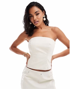 Корсет-бандо из искусственной кожи, кремового цвета Asos design