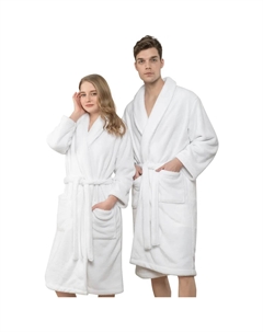 Халат Унисекс, ультрамягкий и пушистый флисовый халат Упаковка, идеален для сауны и спа, гостиничный халат, утренний халат, белый Hammetex