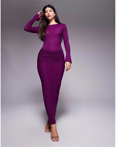 Юбка макси-кроя из сетчатой ткани с драпировкой и сборками, цвет сливовый Ruched & ready