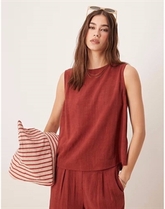 Льняной топ кирпично-красного цвета Asos design