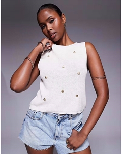 Трикотажный топ с золотыми подвесками-ракушками цвета кремовый Asos design