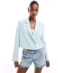 Укороченный блейзер с жатым узором зеленого цвета Stradivarius