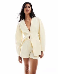 Длинные шорты из льняной смеси цвета пахты Asos design