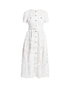 Платье миди с поясом на шнуровке, белый Self-portrait