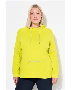 Женская толстовка с капюшоном, светоотражающей окантовкой, карманом на молнии, длинными рукавами. Ulla popken