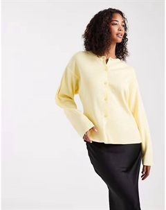 Вязаный структурированный кардиган с круглым вырезом, светло-кремовый Asos design