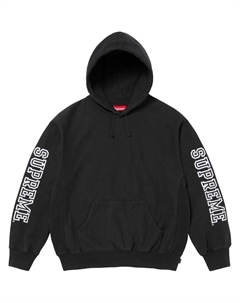 Колледж свитшот с капюшоном и рукавами, черный Supreme