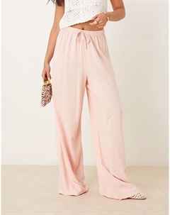 Брюки из льняной смеси розового цвета с застежкой Asos design
