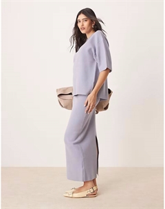 Трикотажная структурированная юбка мидакси нежно-голубого цвета Asos design