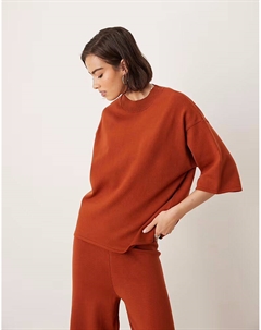 Трикотажная структурированная футболка, оранжево-коричневый Asos design