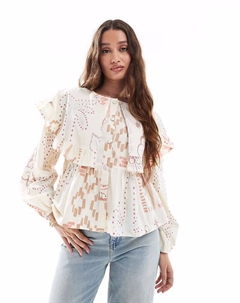 Рубашка с большим воротником и акварельным принтом Asos design