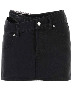 Джинсовая юбка с боковым шнуров, черный Alexander wang