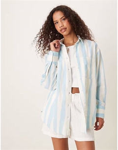 Рубашка свободного кроя из льняного смесового материала в размытую полоску Asos design