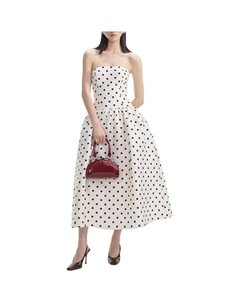 Платье миди из тафты в горошек, белый Self-portrait