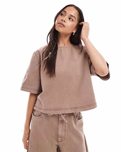 Футболка из стираной норки, серо-коричневый Asos design