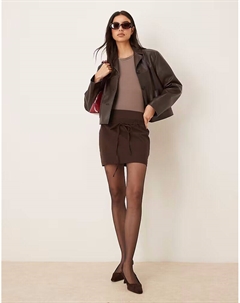 Мини-юбка Bengaline с завязкой шоколадного цвета Asos design