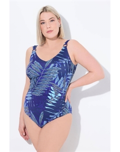 Женский купальник с рисунком папоротника, мягкие чашечки, оборки, переработанный материал Ulla popken