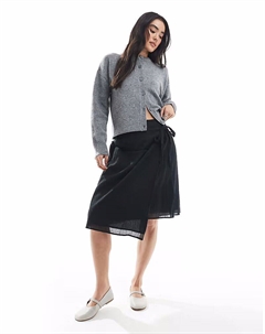 Юбка миди с запахом черного цвета Cotton:on