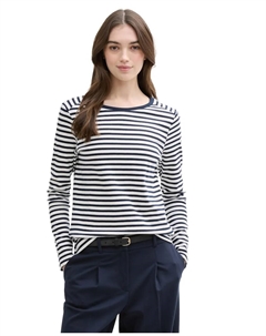 Женская рубашка с длинным рукавом в полоску, синий/белый Tom tailor