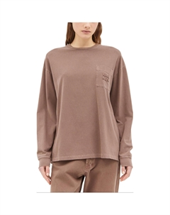 Футболка с рукавом дроп-шилдер женская коричневая Miu miu