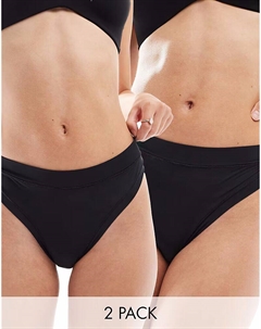 Набор из 2 супермягких стрингов с высокой талией Bella черного цвета Asos design