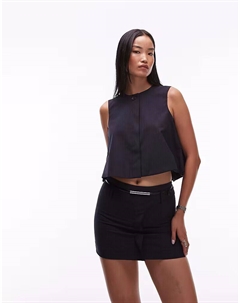 Мини-юбка в тонкую тёмно-синюю полоску Mango