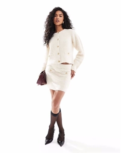 Мини-юбка букле Coord, сливочный Asos design