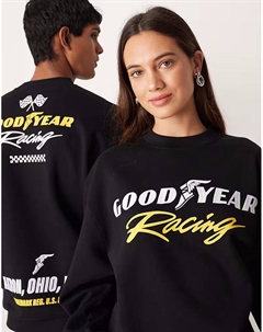 Свободный свитшот унисекс с вышивкой Good Year Racing темно-серого цвета Asos design