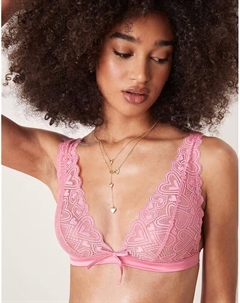 Мягкий бюстгальтер с высоким лифом и корсетом Blake Heart из кружева, розовый Asos design