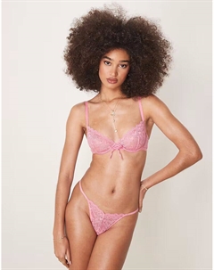 Бюстгальтер на косточках с кружевом и корсетом Blake Heart, розовый Asos design