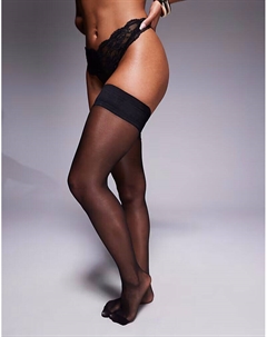Черные бесшовные чулки с простым верхом Ann summers