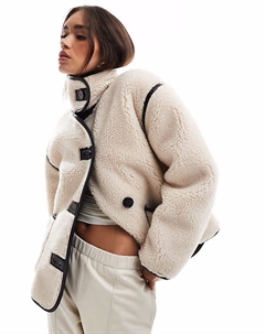 Куртка с воротником-стойкой из искусственного меха, бежевый Asos design