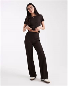 Широкие ребристые брюки шоколадно-коричневого цвета Only