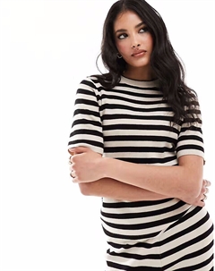 Футболка с короткими рукавами в однотонную полоску Object