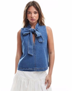 Джинсовый топ А-силуэта с завязкой на шее, синий Asos design