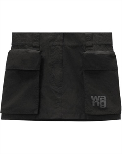 Мини-юбка карго с принтом логотипа, черный Alexander wang