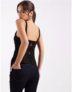 Топ сзади бант с приталенным верхом черного цвета Only