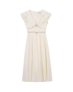 Плиссированное платье миди, слоновая кость Self-portrait