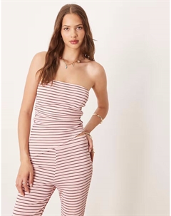 Топ-бандо в розово-шоколадную полоску Asos design