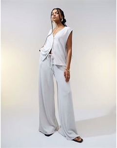 Широкие брюки из текстурированного трикотажа, серо-бежевый Asos design