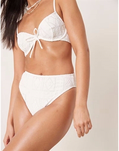 Плавки-бикини Bertie с высокой посадкой и брошью белого цвета Asos design
