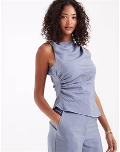 Асимметричный фактурный топ синего цвета с перекрученной отделкой Asos design