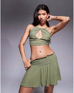 Пляжная мини-юбка со сборками Abigail цвета хаки Asos design