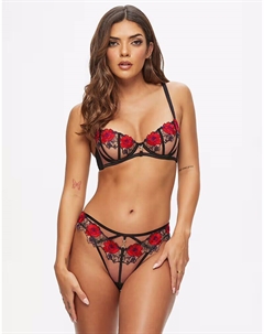 Бразильский комплект в черно-красном цвете Ann summers